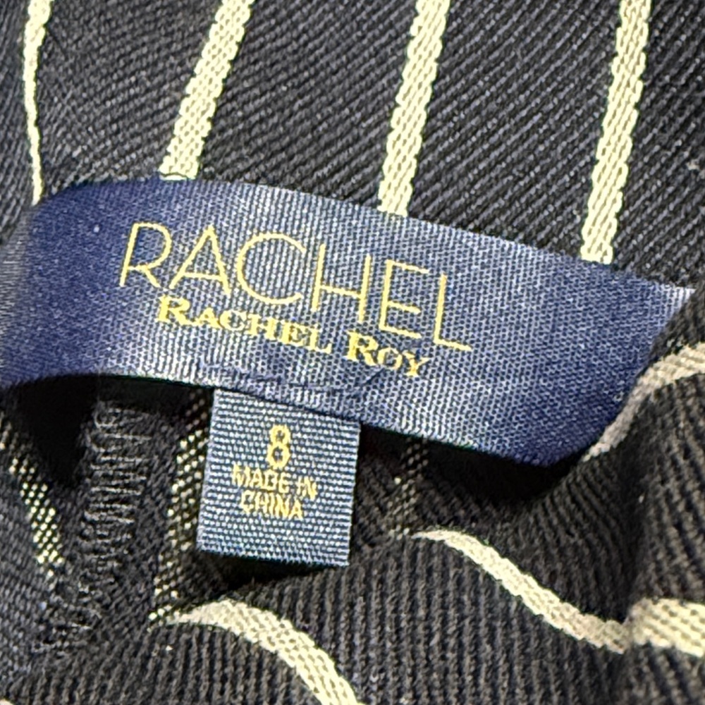 RACHEL Rachel Roy Striped Navy/white Pants SZ 8 high waist wide leg button side - Picture 7 of 10